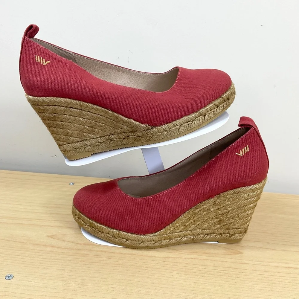 Viscata Barcelona Espadrille Wedge Heels Red (39) - Picture 3 of 10